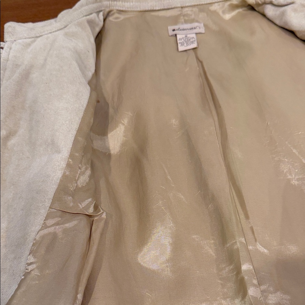 Anthropologie Elevenses Embroidered Coat 8 Tan Velvet Corduroy Vintage Romantic - Picture 17 of 17